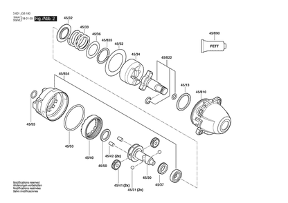Section 2 Diagram and Parts List for GDR250-LI 3601JG61G0 Bosch Wrench