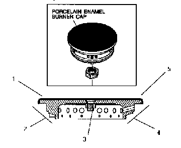 Burner Caps Assembly Diagram and Parts List for SGS36GW  Thermador Cooktop