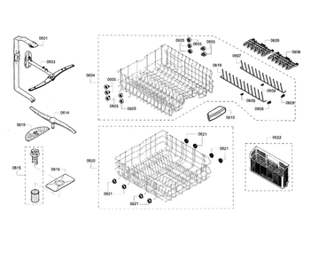 Rack Diagram and Parts List for SHE53T56UC 02 Bosch Dishwasher