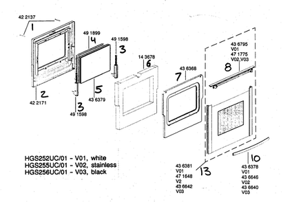 Door Asy Diagram and Parts List for HGS252UC 01 Bosch Range