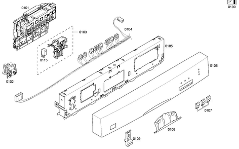 Control Panel Diagram and Parts List for SHE33P02UC 60 Bosch Dishwasher