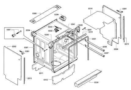 Frame Diagram and Parts List for SHE9PT55UC 73 Bosch Dishwasher