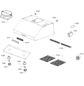 Range Hood Diagram and Parts List for HMWN30FS 01 Thermador Range Hood