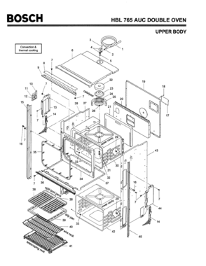 01 - BODY, UPPER Diagram and Parts List for HBL765AUC(FD8207-)  Bosch Wall Oven