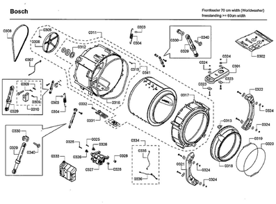 Drum Diagram and Parts List for WFVC544CUC 23 Bosch Washer