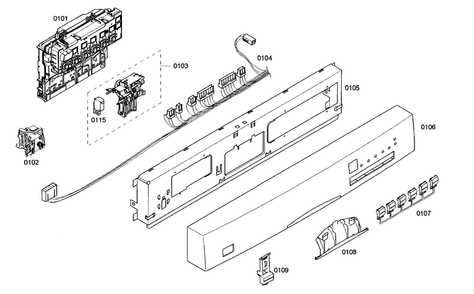 Control Panel Diagram and Parts List for SHE45M02UC 46 Bosch Dishwasher