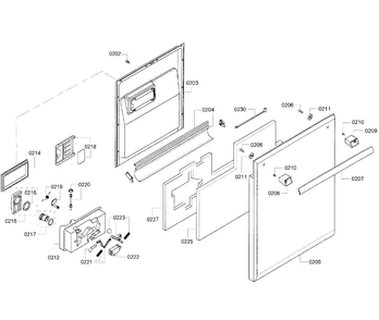 Door Assy Diagram and Parts List for DWHD410HFM 61 Thermador Dishwasher