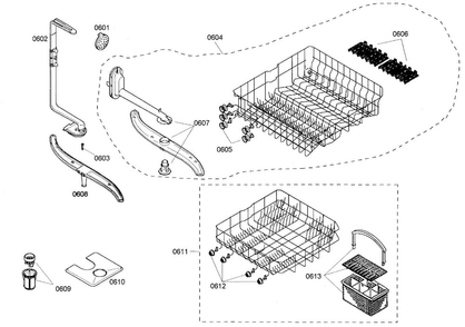 Baskets Diagram and Parts List for SHE44C05UC 20 Bosch Dishwasher