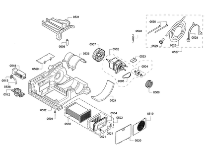 Motor Diagram and Parts List for WTG86400UC 02 Bosch Dryer
