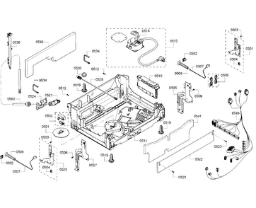 Base Section Diagram and Parts List for SHE68T52UC 07 Bosch Dishwasher