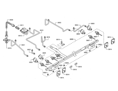 Manifold/Regulator Diagram and Parts List for PRD48JDSGU 11 Thermador Range