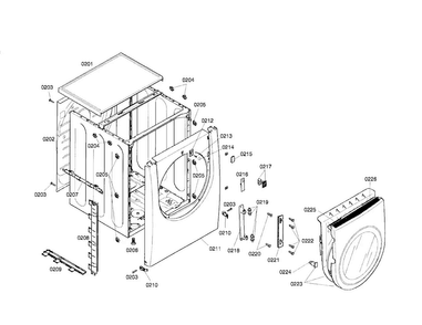 Door Assembly Diagram and Parts List for WTMC632SUS 01 Bosch Dryer