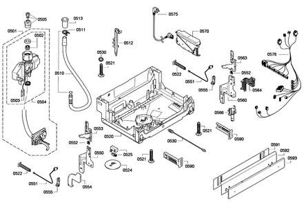 Base Assy Diagram and Parts List for SHX68E15UC 01 Bosch Dishwasher