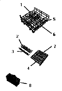 Baskets Diagram and Parts List for TD123  Thermador Dishwasher