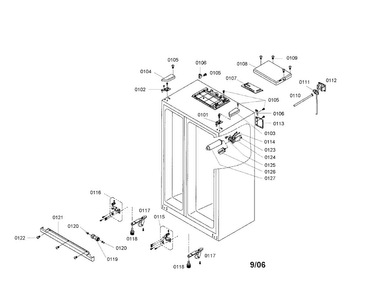 Cabinet Diagram and Parts List for B20CS80SNW 01 Bosch Refrigerator
