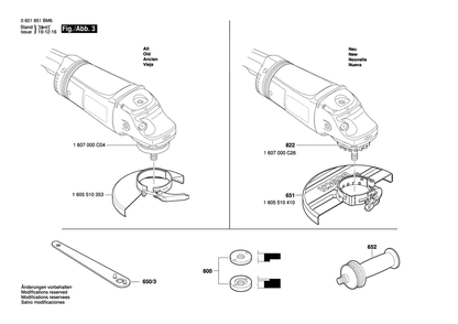 Diagram 3 Diagram and Parts List for 1873-8D 0 601 851 BM8 Bosch Angle Grinder