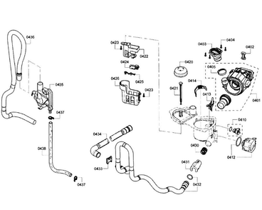 Pump Section Diagram and Parts List for SHX3AR52UC 14 Bosch Dishwasher