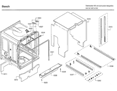 Cabinet Diagram and Parts List for SHPM65W55N 01 Bosch Dishwasher