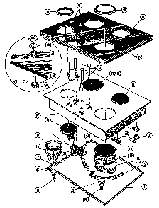 Section 1 Diagram and Parts List for E36  Thermador Cooktop