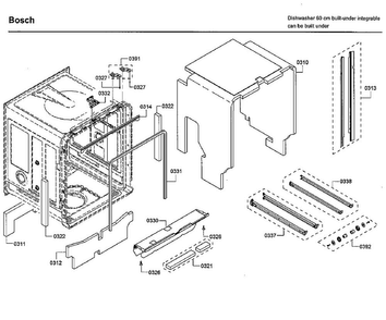 Frame Diagram and Parts List for SHXM78W52N 01 Bosch Dishwasher