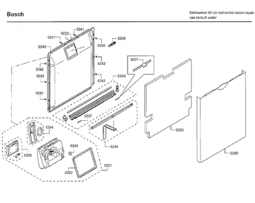 Door Diagram and Parts List for SHSM63W55N 01 Bosch Dishwasher
