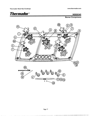 16 - BURNER COMPONENTS Diagram and Parts List for SGSX365ZB  Bosch Range
