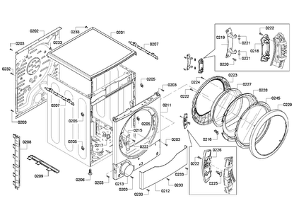 Cabinet Assy Diagram and Parts List for WTVC853PUC 09 Bosch Dryer