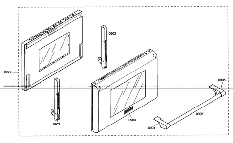 Oven Door Diagram and Parts List for PRL304EG03  Thermador Range
