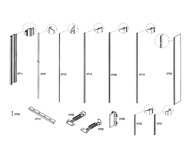 Profile Stripe Diagram and Parts List for T36IB70CSS 01 Thermador Refrigerator