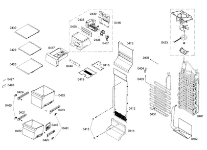 Freezer Assy Diagram and Parts List for B22CS80SNS 04 Bosch Refrigerator