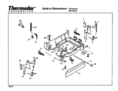 Base Diagram and Parts List for DWI246UW  Thermador Dishwasher