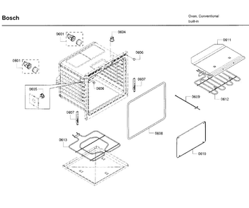 Inner Parts 2 Diagram and Parts List for HBN5651UC 03 Bosch Wall Oven