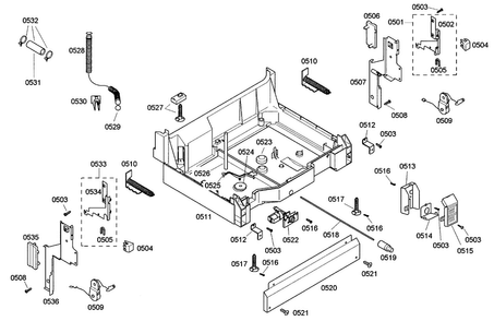 Base Assy Diagram and Parts List for SHE42L15UC 23 Bosch Dishwasher