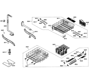 Baskets Diagram and Parts List for SHE55C05UC 50 Bosch Dishwasher