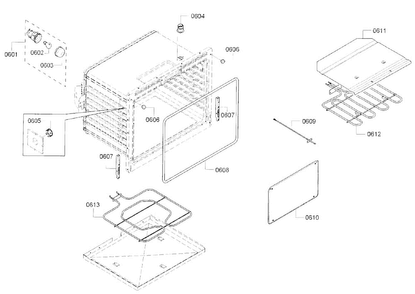 Cavity Diagram and Parts List for HBL8651UC 01 Bosch Wall Oven