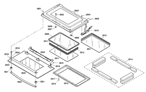 Door Assy Diagram and Parts List for HBL755AUC 02 Bosch Wall Oven