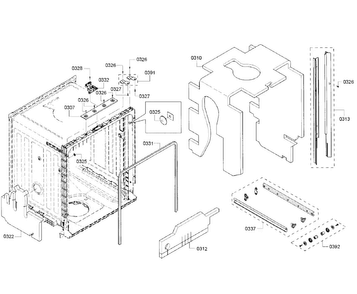Cabinet Diagram and Parts List for SHS5AV56UC 22 Bosch Dishwasher
