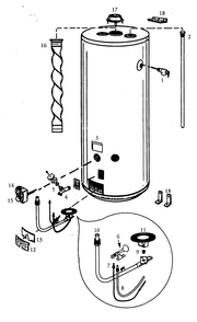 Water Heater Diagram and Parts List for 153333833  Kenmore Water Heater
