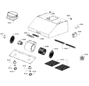Range Hood Diagram and Parts List for HMWB36FS 01 Thermador Range Hood