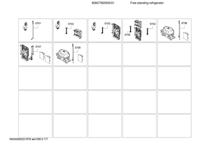 Wires Diagram and Parts List for B36CT80SNS 01 Bosch Refrigerator