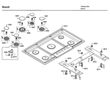Burner Asy Diagram and Parts List for NGM8654UC 04 Bosch Cooktop