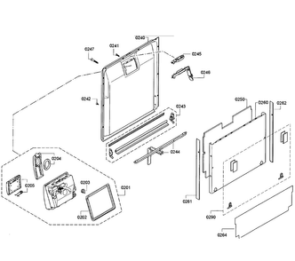 Door Assy Diagram and Parts List for SGV63E03UC 73 Bosch Dishwasher