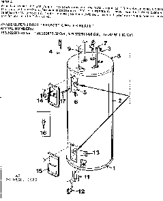 Non-functional Replacement Parts Diagram and Parts List for 153322511  Kenmore Water Heater