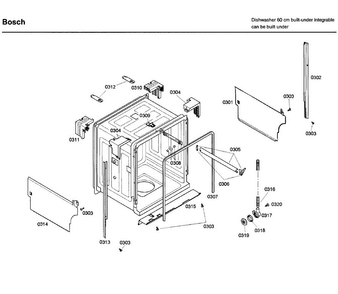Frame Diagram and Parts List for SHX43C02UC 46 Bosch Dishwasher