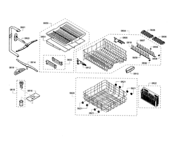 Rack Diagram and Parts List for SHX65T55UC 02 Bosch Dishwasher