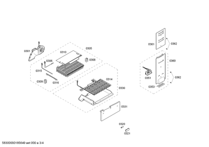 Diagram 3 Diagram and Parts List for B10CB80NVB-05  Bosch Refrigerator