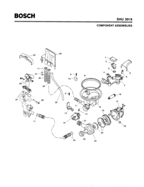04 - COMPONENT ASSEMBLIES Diagram and Parts List for SHU3016  Bosch Dishwasher