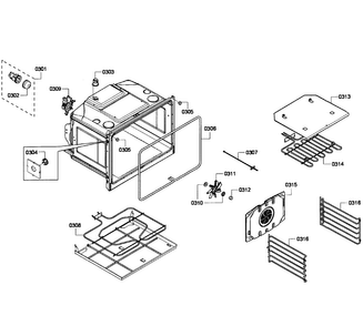 Oven Assy Diagram and Parts List for HBL3460UC 05 Bosch Wall Oven
