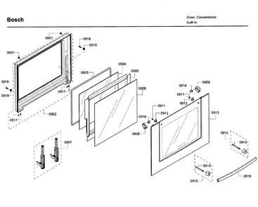 Door Diagram and Parts List for HBL5750UC 09 Bosch Microwave