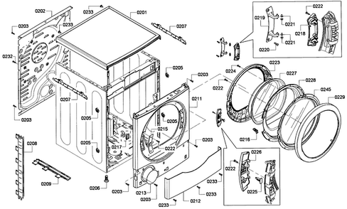 Cabinet Assy Diagram and Parts List for WTVC8530UC 09 Bosch Dryer